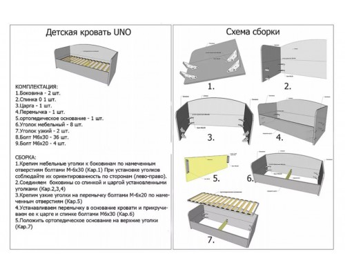 Кровать детская Uno Плюш Азур (Сонум)