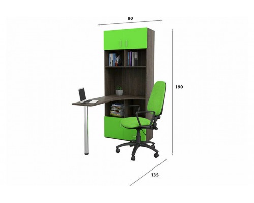 Письменный стол GK ST 100 Дуб Венге-Зеленый со стеллажом
