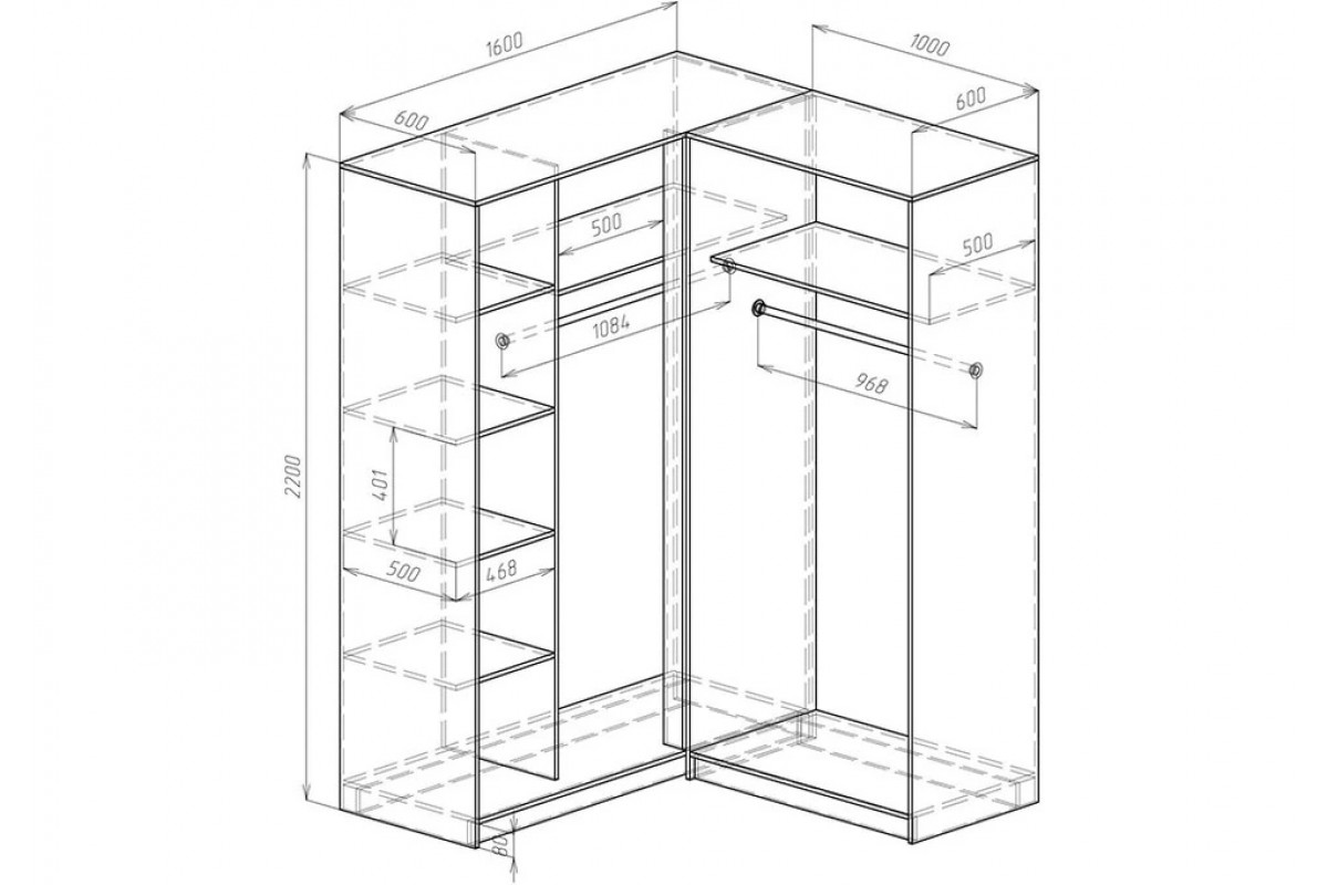 Шкаф угловой Ромео Бурэ схема