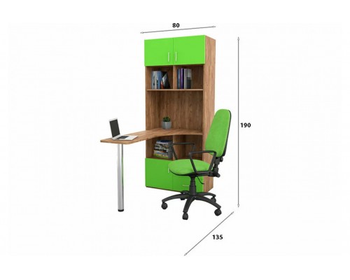 Письменный стол GK ST 100 Табак-Зеленый со стеллажом